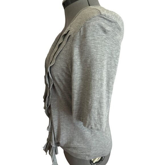 Kische Womens Ruffled Front Gray Cardigan Size XL Rayon/Spandex Blend - Picture 2 of 7